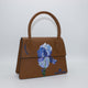 Borsa Mano Cuoio Fiore Blu